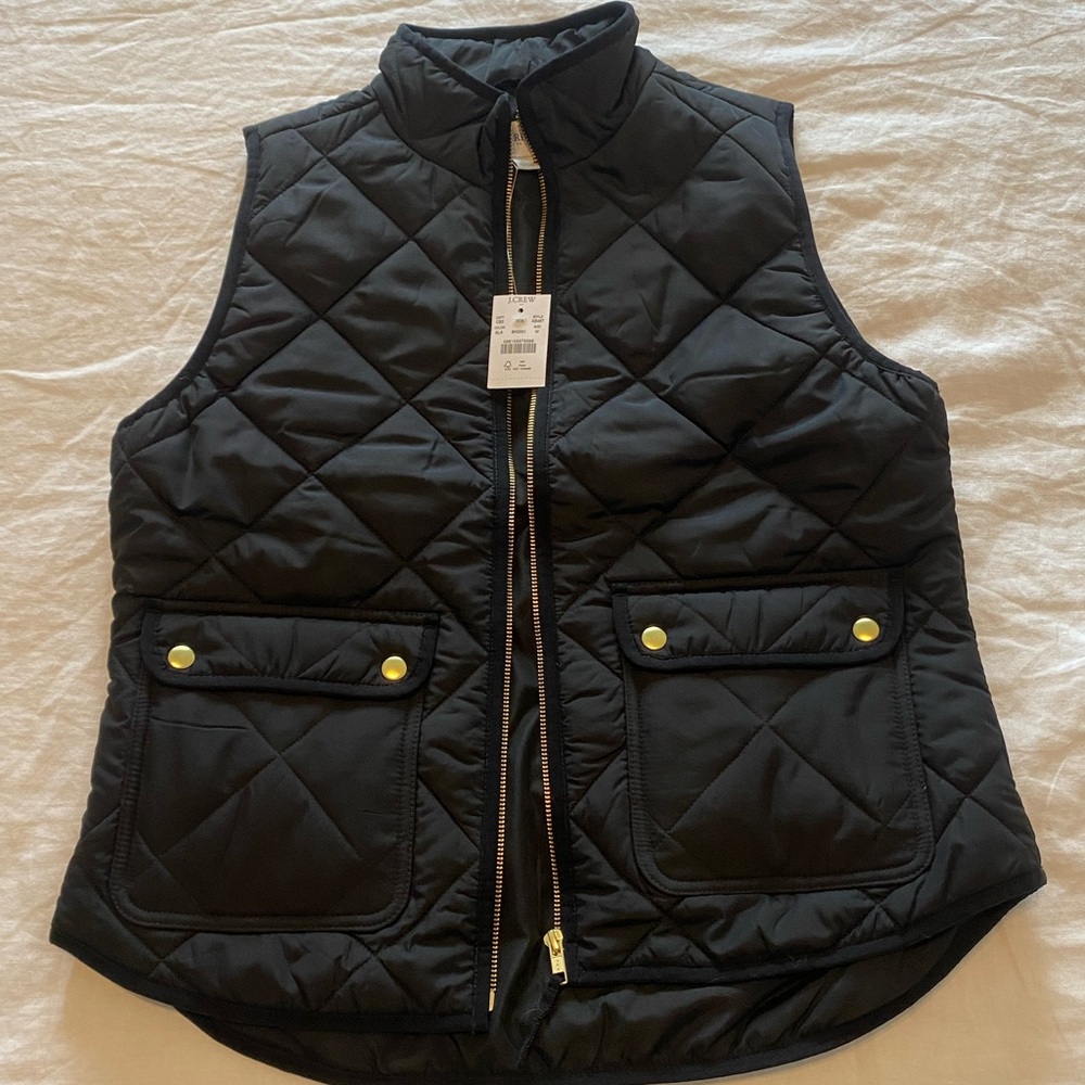 NWT J Crew Black Quilted Vest